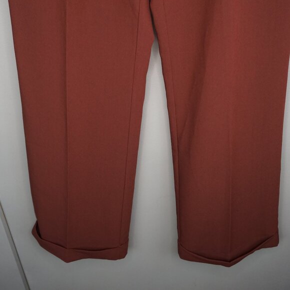 Paige Aracelli Pleated Cuff Hem Trouser Pants in Mahogany size 12 NWT - Picture 5 of 16